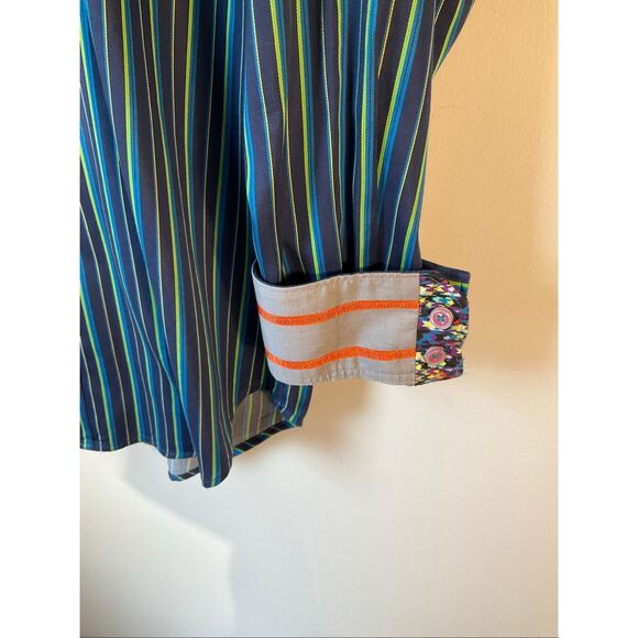 Robert Graham X Multicolor Abstract Contrasting Cuff, Large. Perfect - Picture 6 of 12